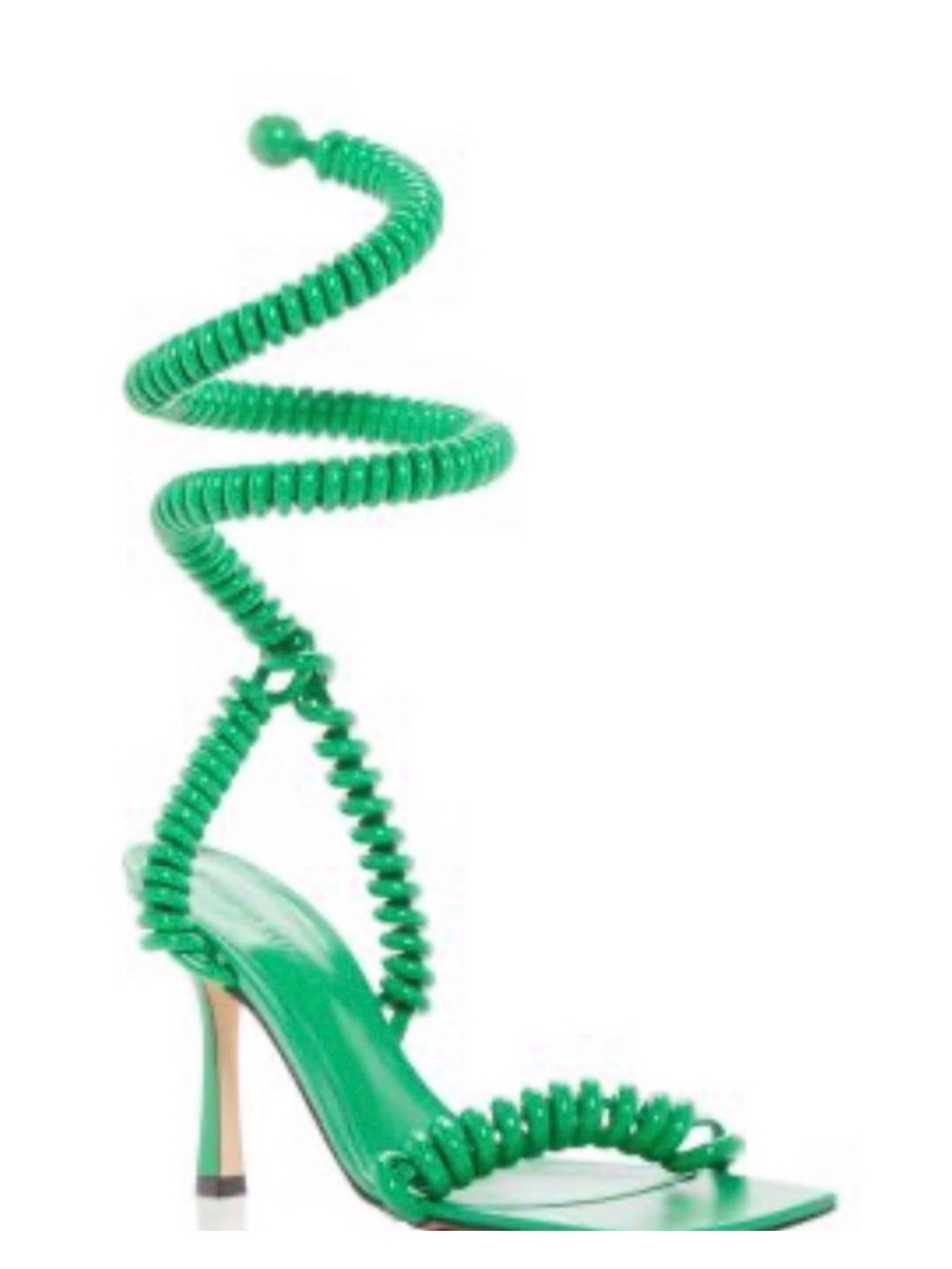 Bottega Veneta Emerald Green Curl Rubber-Strap High Heel Sandals Grass color